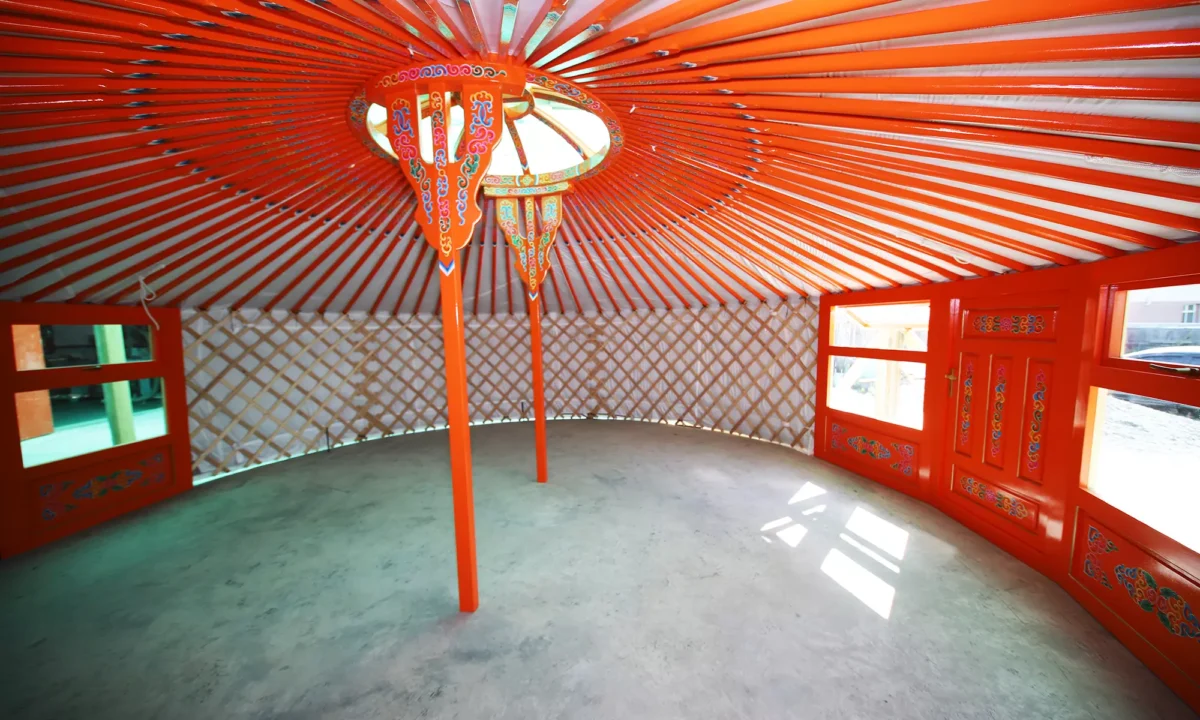 Orange yurt interior