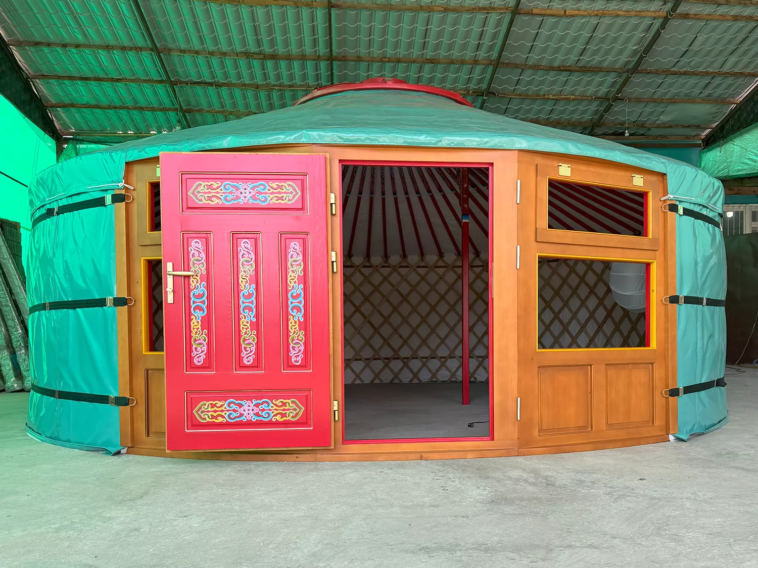 A 5.8m, M2 model, red yurt for New Zealand | Original Yurts