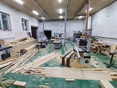 Inside of a yurt wood workshop