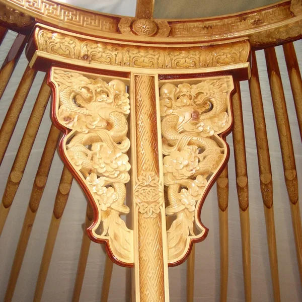 Carved yurt pillar