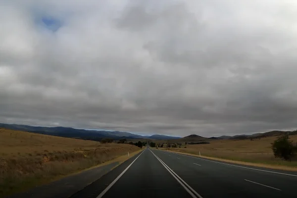 Dashcam snapshot on a road in NSW Australia